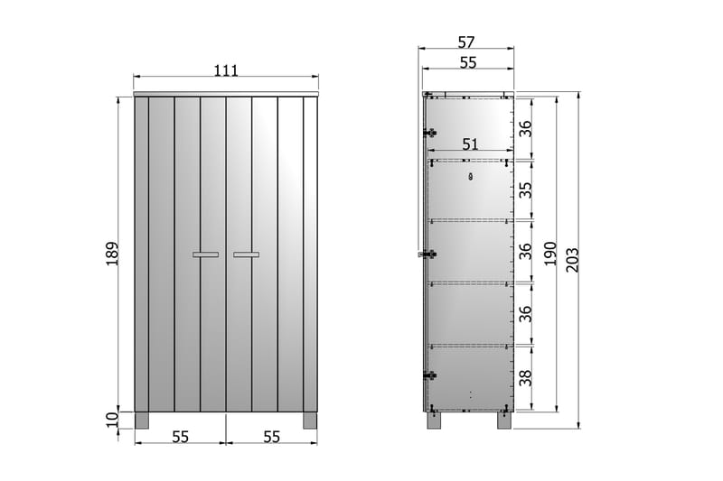 Garderobe Mitchell 111 cm - Stålgrå Furu - Møbler - Barnemøbler - Oppbevaring barnerom - Barnegarderobe