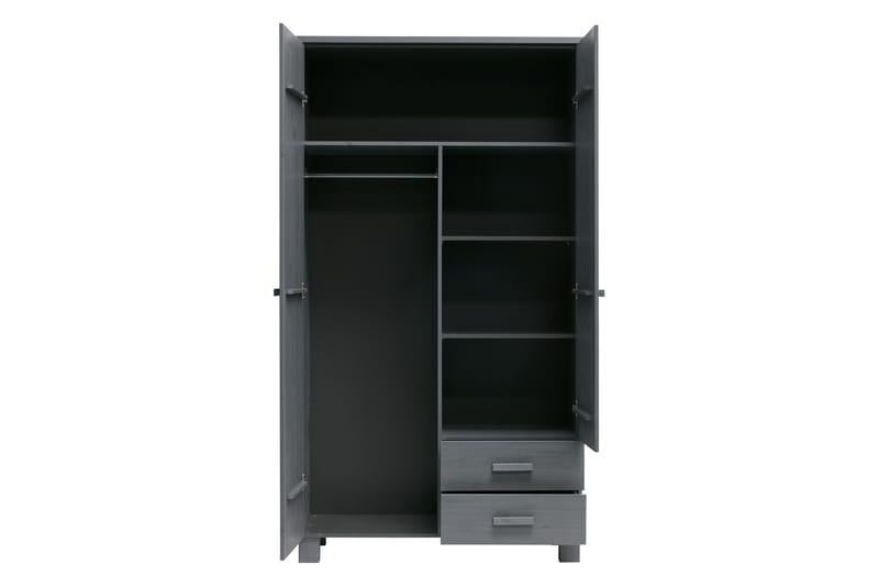 Garderobe Mitchell med 2 Skuffer 111 cm - Stålgrå Furu - Møbler - Barnemøbler - Oppbevaring barnerom - Barnegarderobe