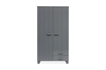Garderobe Mitchell med 2 Skuffer 111 cm - Stålgrå Furu - Møbler - Barnemøbler - Oppbevaring barnerom - Barnegarderobe