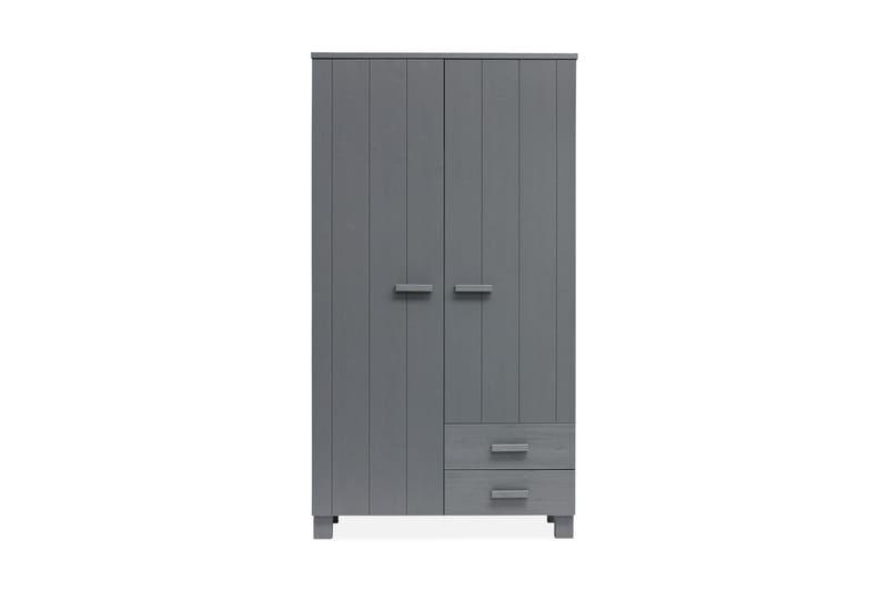 Garderobe Mitchell med 2 Skuffer 111 cm - Stålgrå Furu - Møbler - Barnemøbler - Oppbevaring barnerom - Barnegarderobe