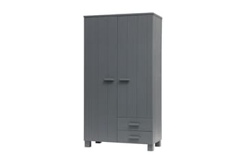 Garderobe Mitchell med 2 Skuffer 111 cm - Stålgrå Furu - Møbler - Barnemøbler - Oppbevaring barnerom - Barnegarderobe