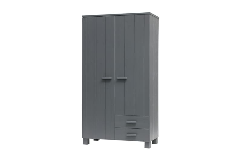 Garderobe Mitchell med 2 Skuffer 111 cm - Stålgrå Furu - Møbler - Barnemøbler - Oppbevaring barnerom - Barnegarderobe
