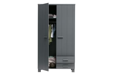 Garderobe Mitchell med 2 Skuffer 111 cm - Stålgrå Furu - Møbler - Barnemøbler - Oppbevaring barnerom - Barnegarderobe