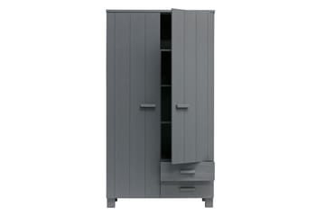 Garderobe Mitchell med 2 Skuffer 111 cm - Stålgrå Furu - Møbler - Barnemøbler - Oppbevaring barnerom - Barnegarderobe