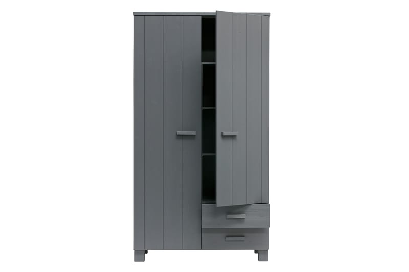 Garderobe Mitchell med 2 Skuffer 111 cm - Stålgrå Furu - Møbler - Barnemøbler - Oppbevaring barnerom - Barnegarderobe