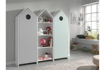 Bustorp Garderobe og hyllesett - Hvit/Grå/Mintgrønn - Møbler - Barnemøbler - Oppbevaring barnerom - Barnegarderobe