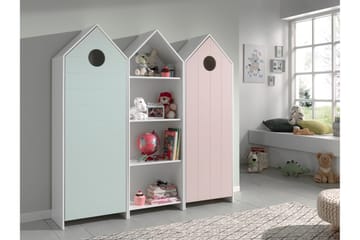 Bustorp Garderobe og hyllesett - Hvit/Rosa/Mintgrønn - Møbler - Barnem øbler - Oppbevaring barnerom - Barnegarderobe
