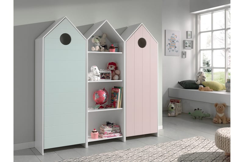 Bustorp Garderobe og hyllesett, Hvit/Rosa/Mintgrønn