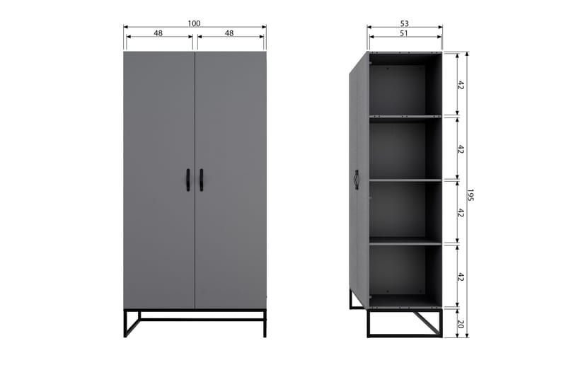 Kahe Garderobe 100x195 cm - Møbler - Barnemøbler - Oppbevaring barnerom - Barnegarderobe