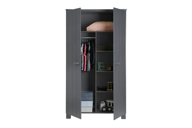 Tenney Garderobe 111 cm - Stålgrå Furu - Oppbevaring - Garderober & garderobesystem - Garderobeskap