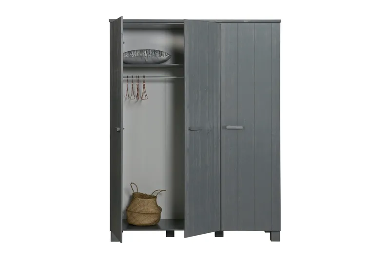 Tenney Garderobe 158 cm - Stålgrå Furu - Oppbevaring - Garderober & garderobesystem - Garderobeskap