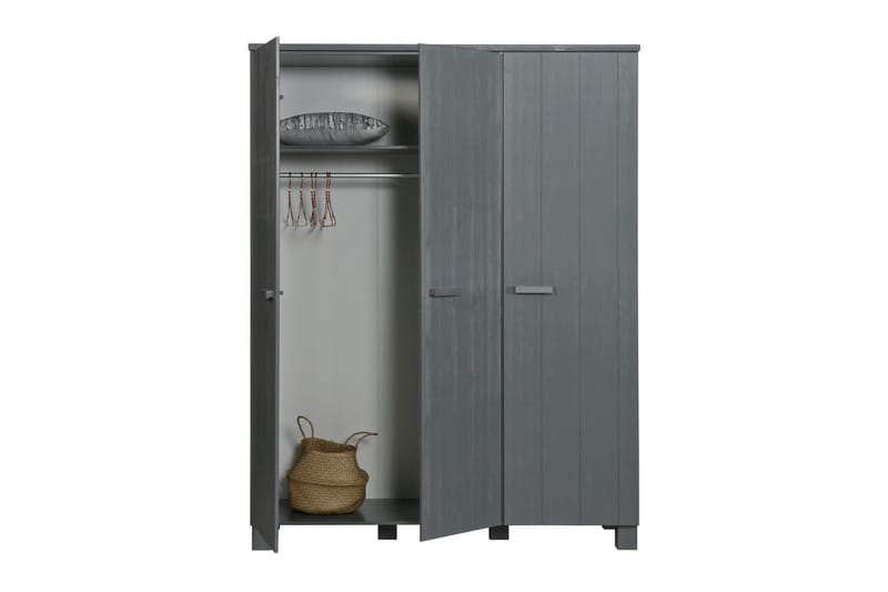 Tenney Garderobe 158 cm - Stålgrå Furu - Møbler - Barnemøbler - Oppbevaring barnerom - Barnegarderobe