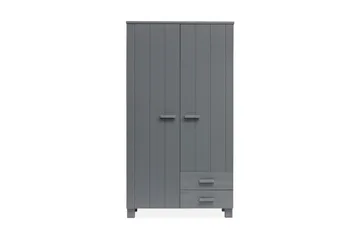Tenney Garderobe med 2 Skuffer 111 cm - Stålgrå Furu - Møbler - Barnemøbler - Oppbevaring barnerom - Barnegarderobe