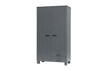 Tenney Garderobe med 2 Skuffer 111 cm - Stålgrå Furu - Møbler - Barnemøbler - Oppbevaring barnerom - Barnegarderobe