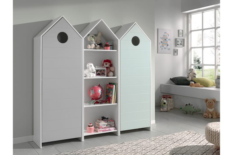 Bustorp Garderobe og hyllesett, Hvit/Grå/Mintgrønn