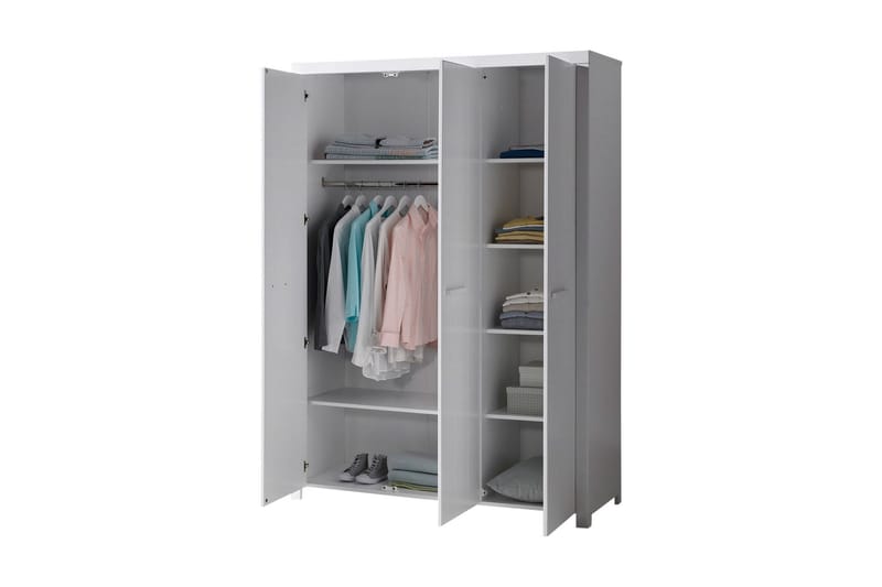 Vandeveer Garderobe 3 Dører - Hvit - Møbler - Barnemøbler - Oppbevaring barnerom - Barnegarderobe