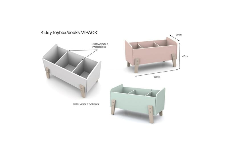 Säng med sängbord Skyddsrail Leksakslåda Vipack Kiddy Vipack Pink - Møbler - Barnemøbler - Barnemøbelsett