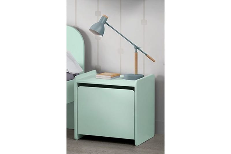 Säng med sängbord Vägg hyllor Leksakslåda Skyddsrail Vipack Kiddy Vipack Mint Green - Møbler - Barnemøbler - Barnemøbelsett