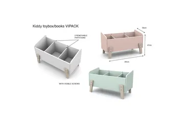 Säng med sängbord Vägg hyllor Leksakslåda Vipack Kiddy Vipack Pink - Møbler - Barnemøbler - Barnemøbelsett