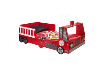 Säng Vipack för småbarns brandbil röd 70x140 cm Med madrass Vipack Red - Møbler - Barnemøbler - Barneseng & Juniorseng