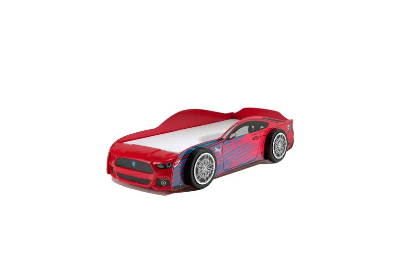 Seng Bil Panther Rød 90x200 cm Med Madrass, Med Madrass