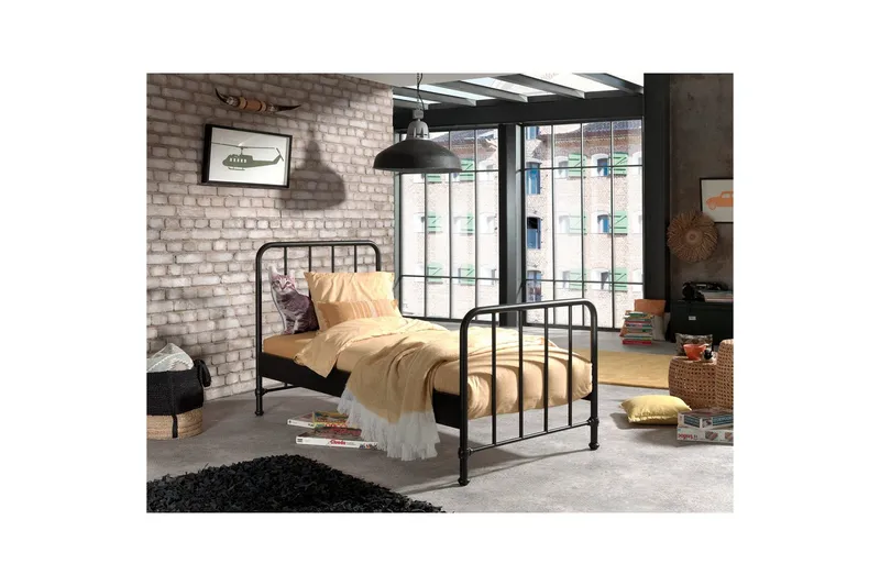 Seng Bronxx Svart, 90 x 200 cm - Svart, 90 x 200 cm - Møbler - Barnemøbler - Barneseng & Juniorseng