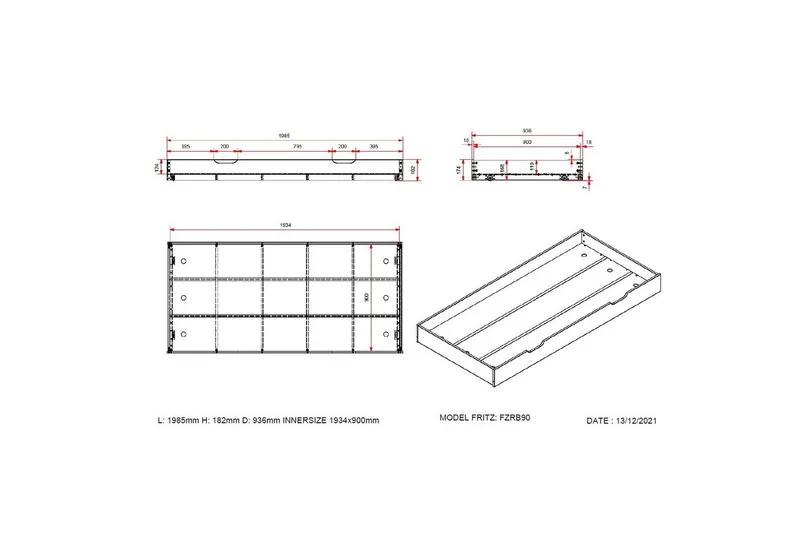 Seng Fritz med 1 skuff Hvit - Hvit - Møbler - Barnemøbler - Barneseng & Juniorseng