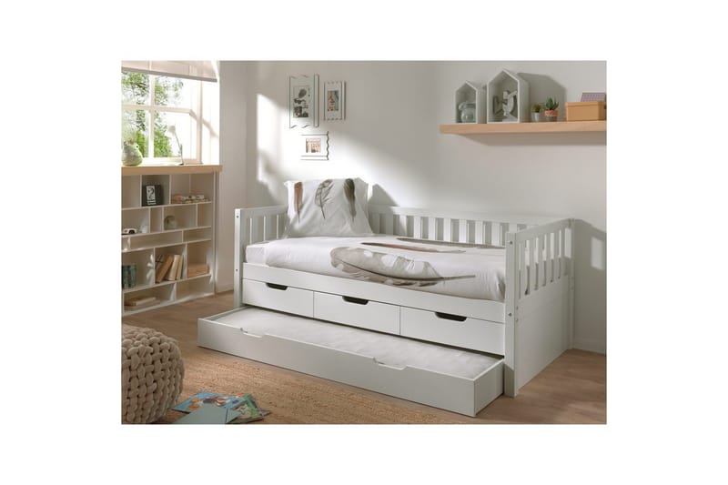 Seng Fritz med 3 skuffer og underbed Hvit - Hvit - Møbler - Barnemøbler - Barneseng & Juniorseng