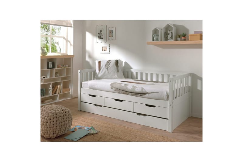 Seng Fritz med 3 skuffer og underbed Hvit - Hvit - Møbler - Barnemøbler - Barneseng & Juniorseng