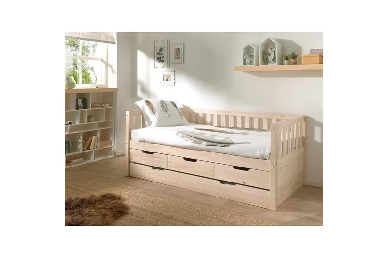 Seng Fritz med 3 skuffer og underbed Naturlig - Naturlig - Møbler - Barnemøbler - Barneseng & Juniorseng