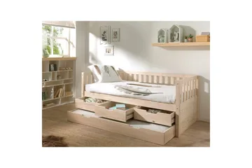 Seng Fritz med 3 skuffer og underbed Naturlig - Naturlig - Møbler - Barnemøbler - Barneseng & Juniorseng