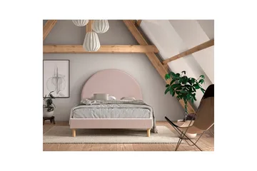 Seng med 2 nattbord Måne 140x200 cm Rosa - Rosa - Møbler - Barnemøbler - Barneseng & Juniorseng