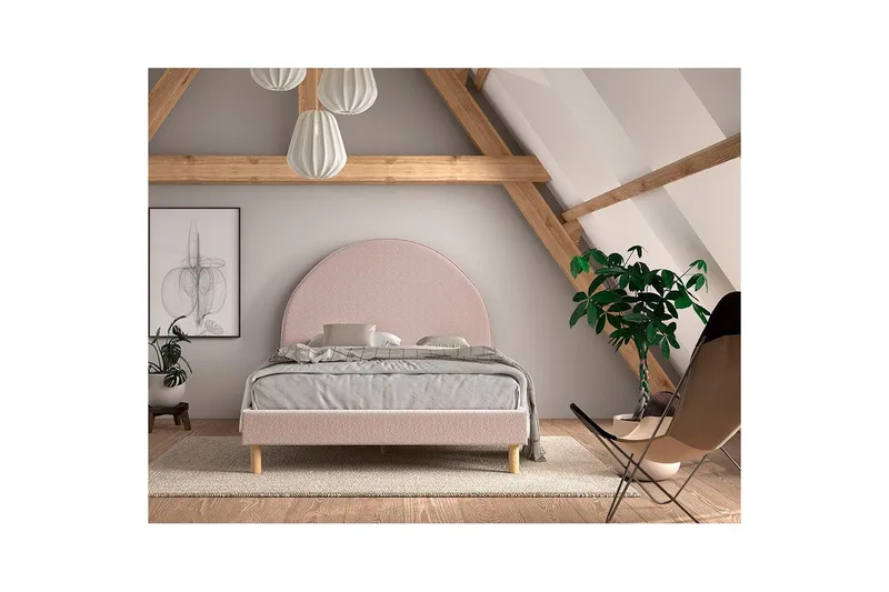 Seng med 2 nattbord Måne 140x200 cm Rosa - Rosa - Møbler - Barnemøbler - Barneseng & Juniorseng