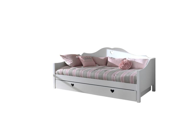 Seng med lamellbunn skuff Amori Hvit