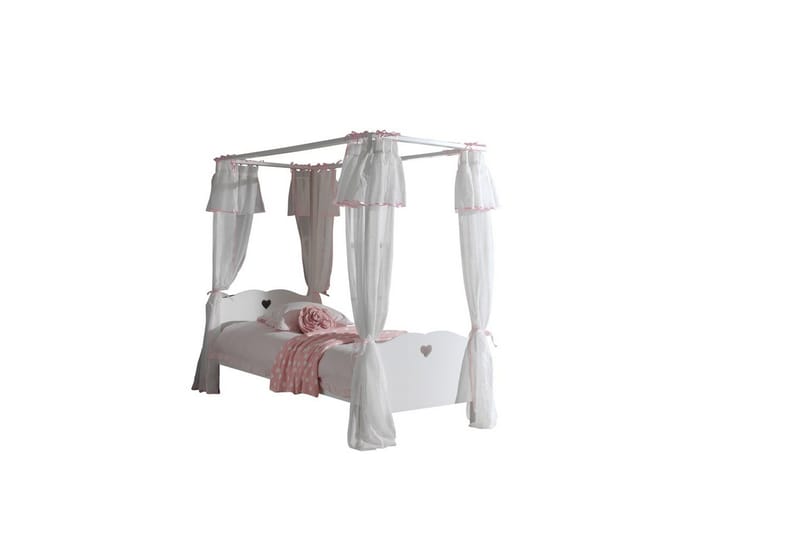 Seng med lamellbunn tekstilsett Amori Hvit