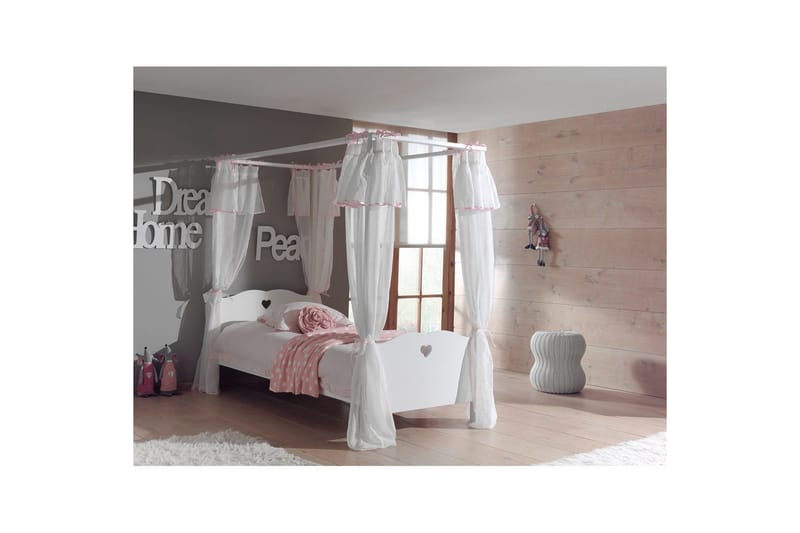 Seng med lamellbunn tekstilsett Amori Hvit - Møbler - Barnemøbler - Barneseng & Juniorseng