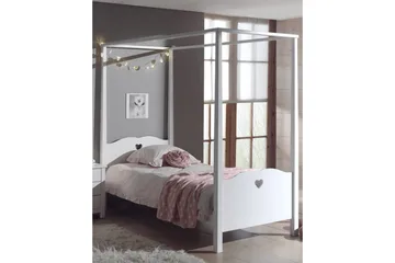 Seng med lamellbunn tekstilsett skuff Amori Hvit - Møbler - Barnemøbler - Barneseng & Juniorseng