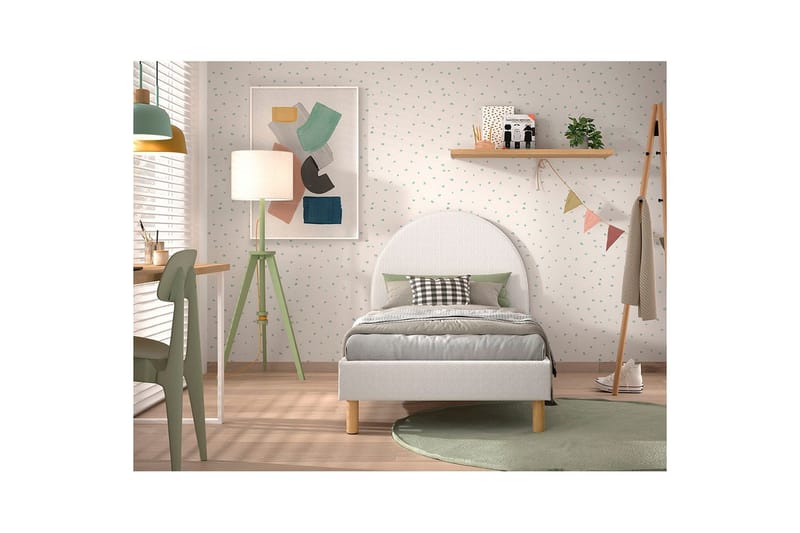 Seng med nattbord Måne 90x200 cm Hvitt - Hvitt - Møbler - Barnemøbler - Barneseng & Juniorseng