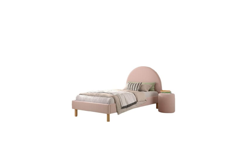 Seng med nattbord Måne 90x200 cm Rosa - Rosa - Møbler - Barnemøbler - Barneseng & Juniorseng