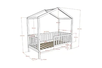 Småbarnshus Seng Dallas 70x140 cm Hvit - Hvit - Møbler - Barnemøbler - Barneseng & Juniorseng