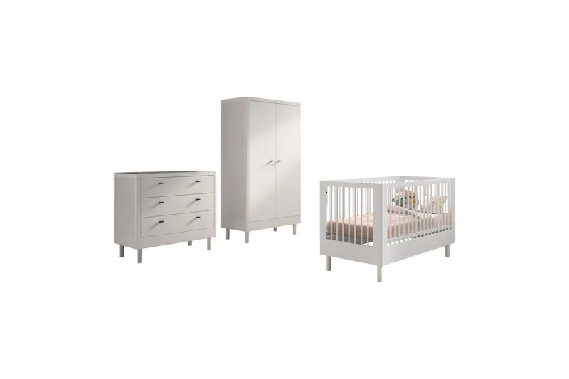 Spjälsäng med byrå garderob Jaxx Forrest Jaxx White