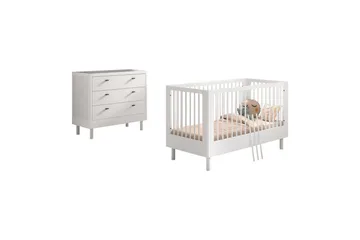 Spjälsäng med byrå Jaxx Forrest Jaxx White - Møbler - Barnemøbler - Barnemøbelsett