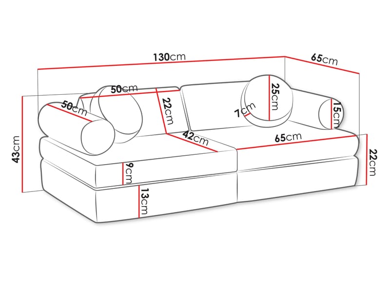 Tharosin 2-seters barnesofa - krembeige - Møbler - Barnemøbler - Barnesofa