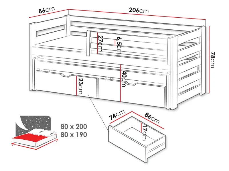Tynor Juniorseng 80x200 cm - Beige - Møbler - Barnemøbler - Barneseng & Juniorseng