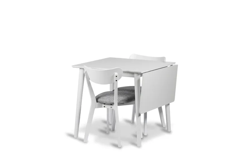 Åland spisegruppe 80-120 cm med 2 stk. Åland stoler, Hvit