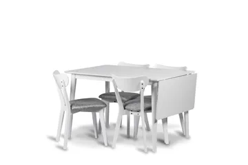 Åland Uttrekkbar Spisegruppe 120-160 cm med 4 Stoler - Hvit - Møbler - Bord - Spisegruppe