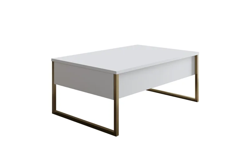 Luxe Sofabord 90x40 cm Hvit/Gull, Hanah Home