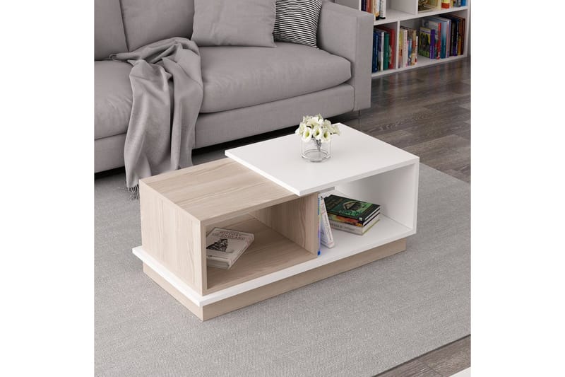 Schmida Salongbord 90x45 cm Hvit/Brun - Hanah Home - Møbler - Bord - Sofabord & salongbord