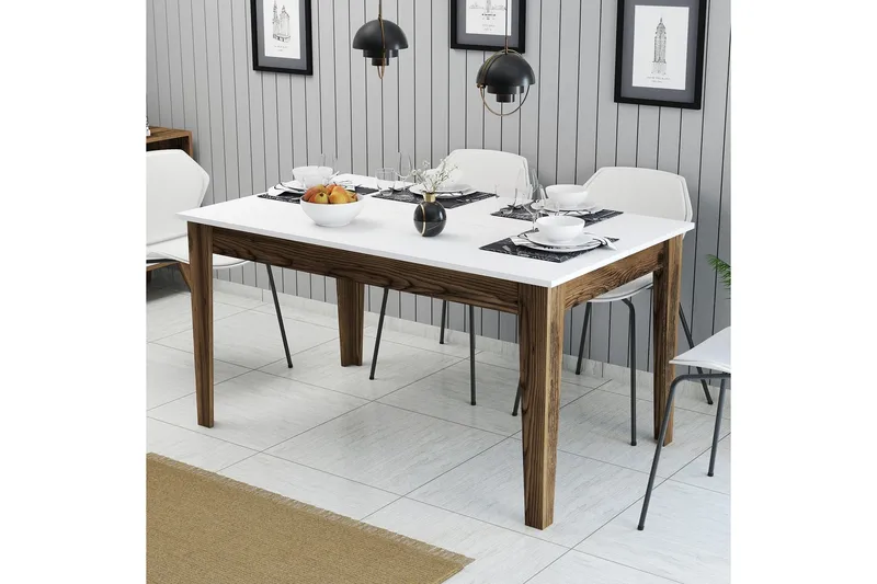 Lissione Spisebord 145x88 cm Brun/Hvit - Hanah Home - Møbler - Bord - Spisebord & kjøkkenbord