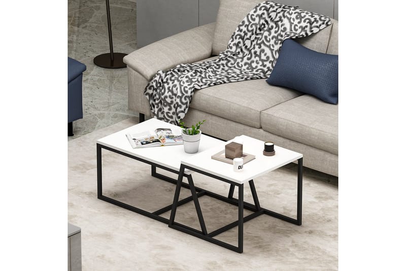 Minimal Sofabord 75x50 cm Hvit - Hanah Home - Møbler - Bord - Sofabord & salongbord